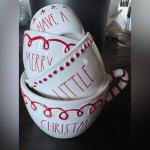 Rae Dunn Festive Red and White Christmas Measuring Cups